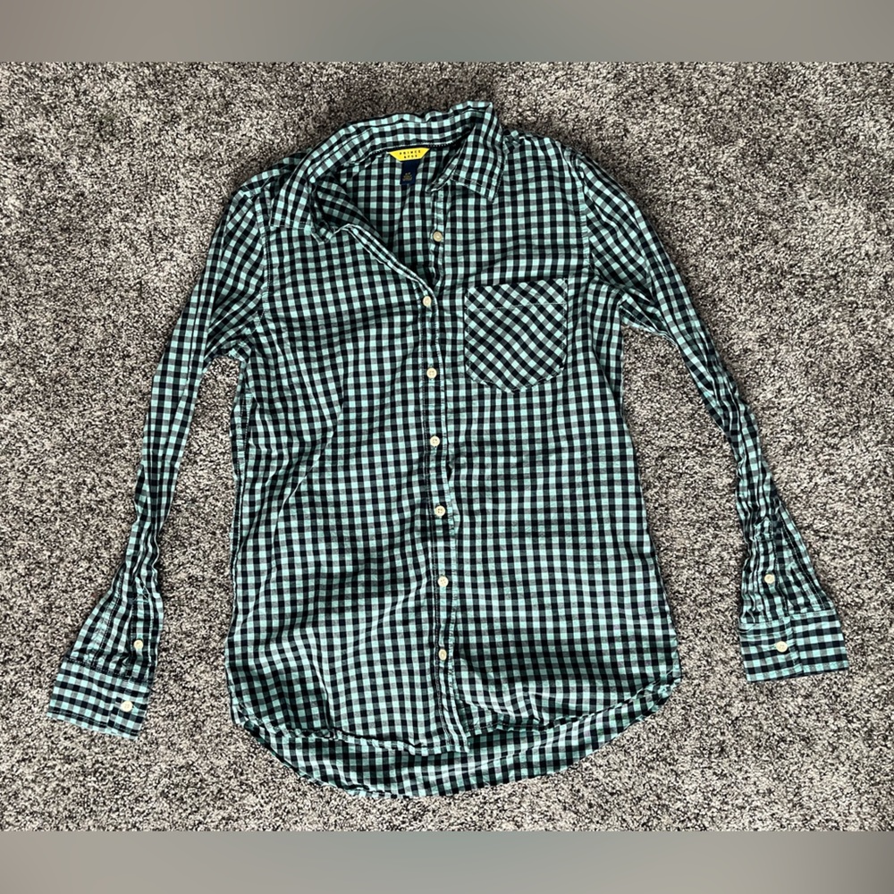 Aqua and Navy Prince & Fox Plaid Button Down